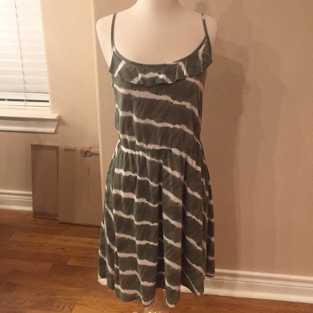 Army green tie dyed dress by Loft
